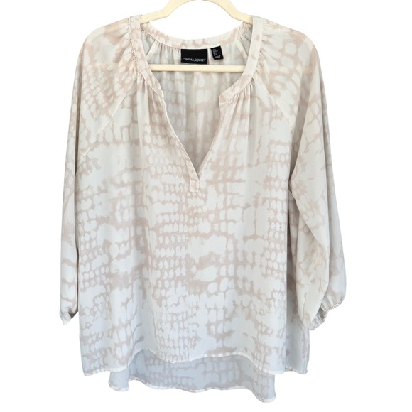 A2 Cynthia Rowley Blouse Top Animal Print Long Sleeve Flowy Large - Picture 1 of 5